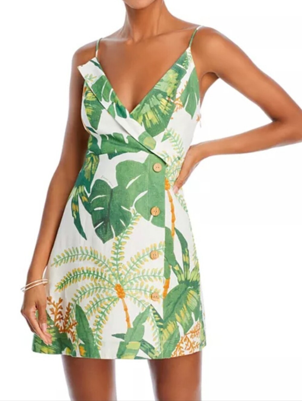NWT FARM Rio Tropical Forest Linen Mini Dress Large L Resortwear Cruisewear